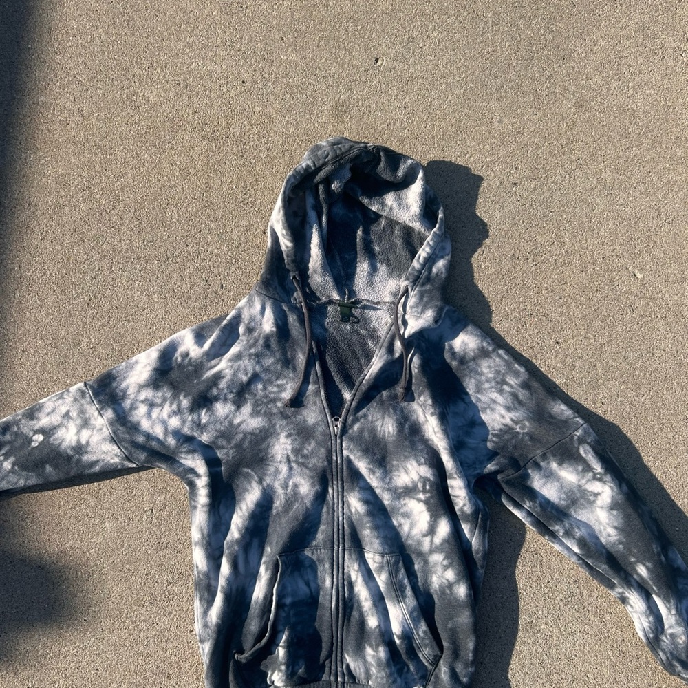 Wild Fable Black and Gray/Blue Tie-Dye Hoodie Jacket